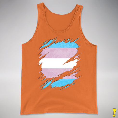 Transgender Pride Flag Ripped Reveal Premium Tank Top - Orange